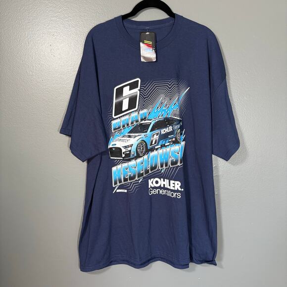 Nascar NWT Brad Keselowski Mens Blue RFK Racing T-Shirt - Size 2XL - Graphic Tee - Picture 1 of 7